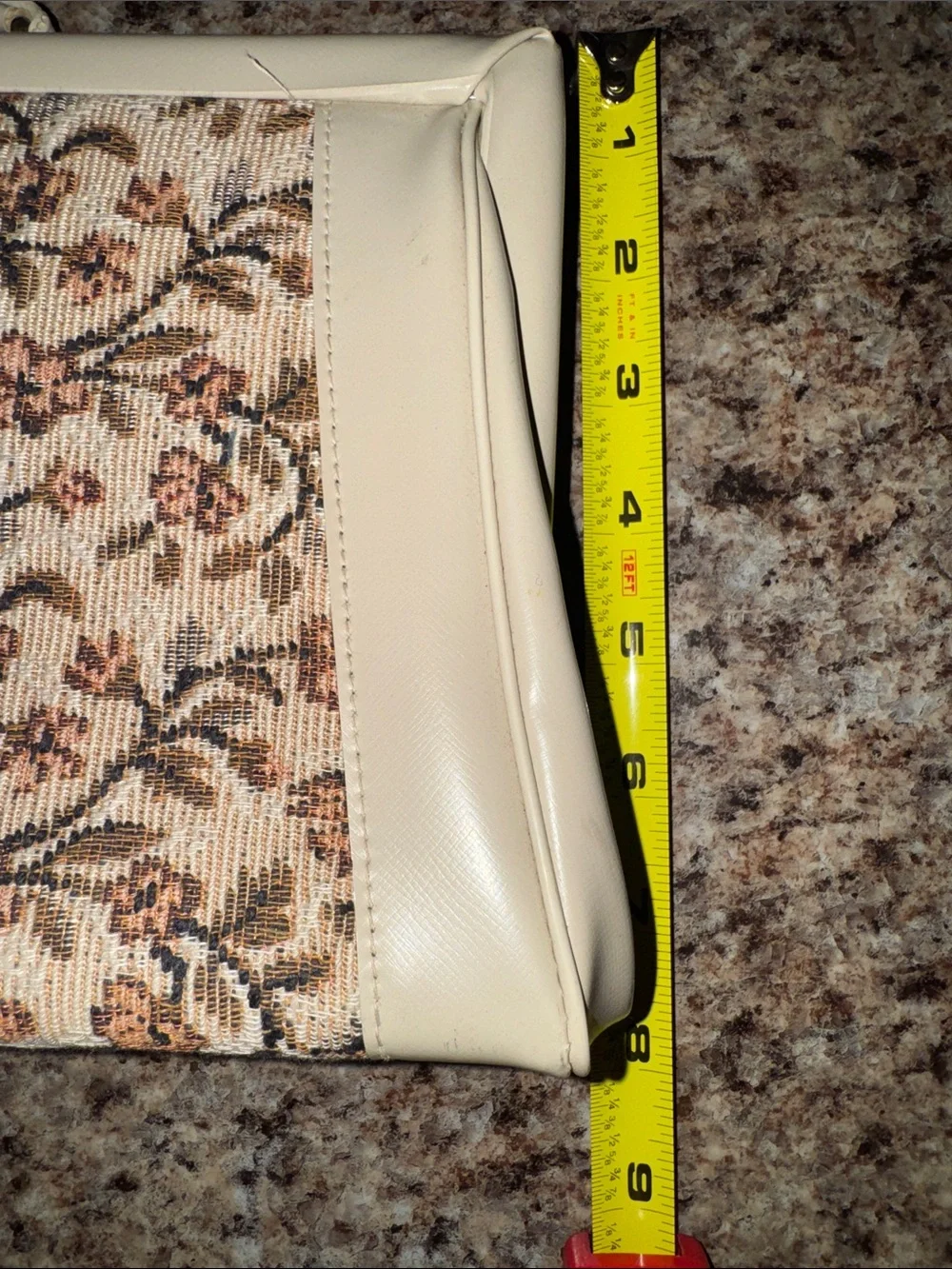 Cream Floral Tapestry Top-Handle Bag